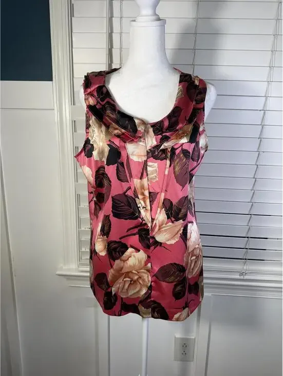 Talbots Floral Sleeveless Cowl Neck Top Size 10 - Picture 1 of 4